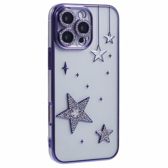 För iPhone 13 Pro Max-fodral 3D Bling Stars Plätering TPU Transparent mobilfodral