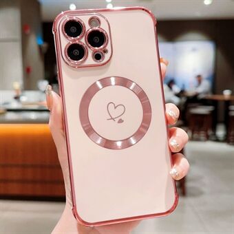 För iPhone 13 Pro Max Skal Kompatibelt med MagSafe Elektropläterat TPU Telefondäck Med Hollow Love Hearts