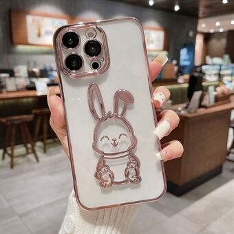 För iPhone 13 Pro Max 6,7 tum Stötsäkert Cute Rabbit Telefonfodral Klart TPU skyddsfodral med linsfilm