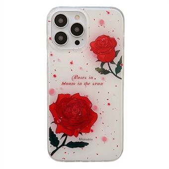 För iPhone 13 Pro Max 6,7 tum Rose Flower IMD telefonfodral Mjukt TPU skyddsfodral