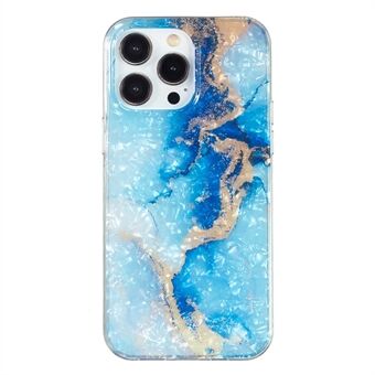 För iPhone 13 Pro Max 6,7 tum Fodral Anti-Drop Phone Guard IMD Marble Flower Shell Mönster TPU telefonskal