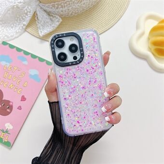 För iPhone 13 Pro Max 6,7 tum Glitter Sparkle Epoxy PC+TPU-fodral Kameraskyddsram Luminous Phone Cover