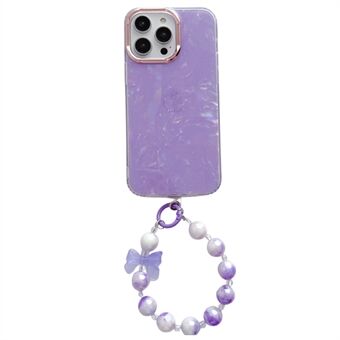 För iPhone 13 Pro Max 6,7 tum TPU+PC-telefonfodral IMD Skalmönster Anti-droppfodral med Pearl Hand Chain