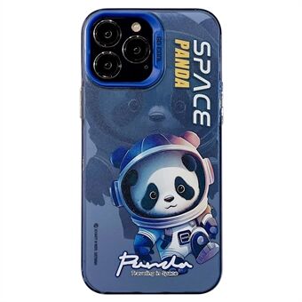 För iPhone 13 Pro Max 6,7 tum PC+TPU Panda Astronaut färgglada mönsterutskrift Anti-dropp telefonskal