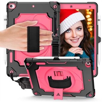 For iPad (2021) 360 Degree  Swivel Kickstand Tablet Case PC + Silicone Anti-drop Protective Cover