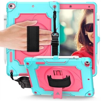 For iPad (2021) 360 Degree  Swivel Kickstand Tablet Case PC + Silicone Anti-drop Protective Cover