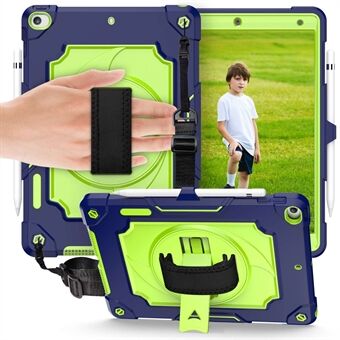 For iPad (2021) 360 Degree  Swivel Kickstand Tablet Case PC + Silicone Anti-drop Protective Cover