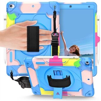 For iPad (2021) 360 Degree  Swivel Kickstand Tablet Case PC + Silicone Anti-drop Protective Cover