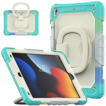 Stötsäkert fodral för iPad 10.2 (2021) / (2020) / (2019) Anti-Drop Fodral 360-graders roterande Kickstand PC + Silikon Tablet Cover med axelrem