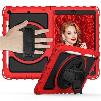 För iPad 10.2 (2021) / (2020) / (2019) Roterande Kickstand Tablet Case Silikon+PC Anti-drop Tablet Cover