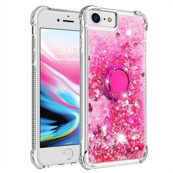 For iPhone SE (2022)/SE (2020)/6 /7 /8  YB Quicksand Series-7 Glitter Sequins Ring Kickstand TPU Phone Case Protective Cover