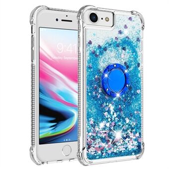 For iPhone SE (2022)/SE (2020)/6 /7 /8  YB Quicksand Series-7 Glitter Sequins Ring Kickstand TPU Phone Case Protective Cover