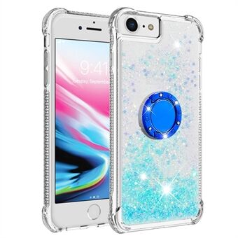 For iPhone SE (2022)/SE (2020)/6 /7 /8  YB Quicksand Series-7 Glitter Sequins Ring Kickstand TPU Phone Case Protective Cover