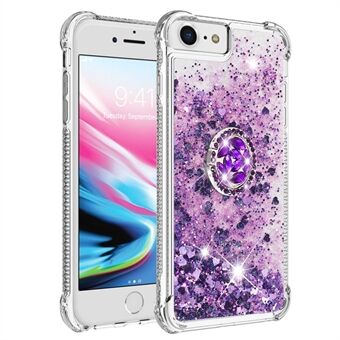 For iPhone SE (2022)/SE (2020)/6 /7 /8  YB Quicksand Series-7 Glitter Sequins Ring Kickstand TPU Phone Case Protective Cover