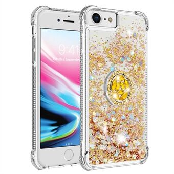 For iPhone SE (2022)/SE (2020)/6 /7 /8  YB Quicksand Series-7 Glitter Sequins Ring Kickstand TPU Phone Case Protective Cover