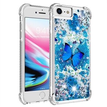 For iPhone SE (2022)/SE (2020)/6 /7 /8  YB Quicksand Series-2 Reinforced Corner Pattern Printing Glitter TPU Phone Case Cover