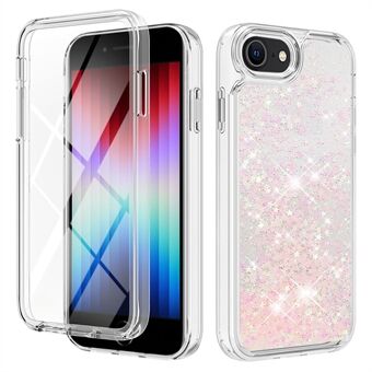 YB Quicksand Series-9 för iPhone SE (2022) / (2020) / 7 / 8  flytande glitter paljetter heltäckande TPU-fodral Telefonskydd med PET-skärmskydd