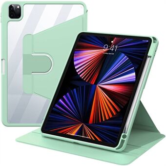 För iPad Air (2020) / (2022) / iPad Pro  (2020) / (2018) / (2021) 360 graders roterande Stand PU-läderfodral för surfplatta Auto Wake / Sleep Cover med pennfack - ljusgrön