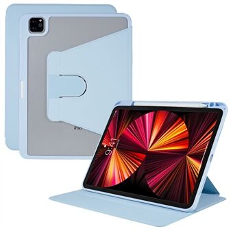 For iPad Air (2020)/(2022)/iPad Pro (2020)/(2018)/(2021) 360 Degree Rotary Stand PU Leather Tablet Case Pen Slot Protective Cover with Camera Frame