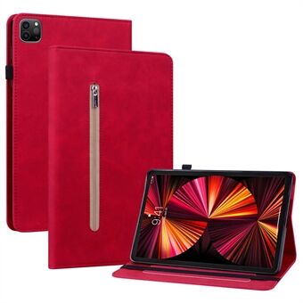 For iPad Pro (2018)/(2020)/(2021)/iPad Air (2020)/(2022) Anti-drop Solid Color Tablet Case Covering Shell with Zipper Pocket Shockproof PU Leather Tablet Protective Cover Wallet Stand