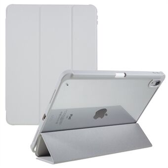 För iPad Air (2022) / (2020) PU-läder + TPU + Akryl Transparent Back Tablet Skyddsfodral Tri-fold Stand Anti-drop Cover