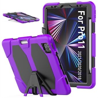 För iPad Pro 11 (2022) / (2021) / (2020) / (2018) / Air (2022) / (2020) Skyddsfodral Anti-Drop PC + Silikonfodral Scratch Kickstand Tablet Cover