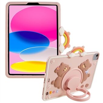 För iPad Air (2020) / (2022) / iPad Pro 11 (2020) / (2021) / (2022) PC+silikonfodral Roterande Kickstand Cartoon Bear Tablet Cover