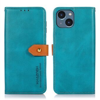 KHAZNEH för iPhone 14 s skyddsfodral Stötsäkert Stand Dubbelfärgad läder Folio Flip Wallet Telefonfodral med spänne