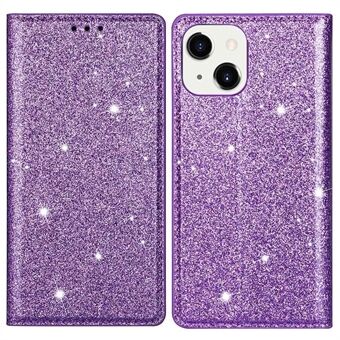 För iPhone 14  Glitter Paljetter Stand Korthållare PU Läder Stötsäker Skydds Telefonfodral Skal