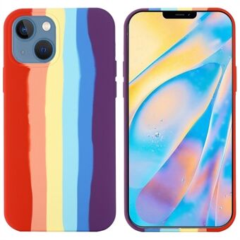 För iPhone 14  Rainbow Design Flytande Silikon Telefonskydd Skyddande bakfodral