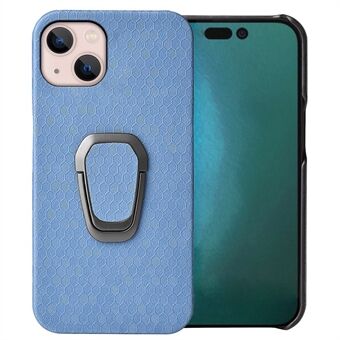 PU-läderbelagd PC-fodral för iPhone 14 s Honeycomb-mönster Stötsäkert fodral Anti-Drop Protector med stöd