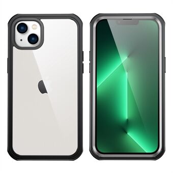 För iPhone 14  Stötsäkert telefonfodral Hård PC + Mjuk TPU Hybrid skal med skärmskydd i härdat glas