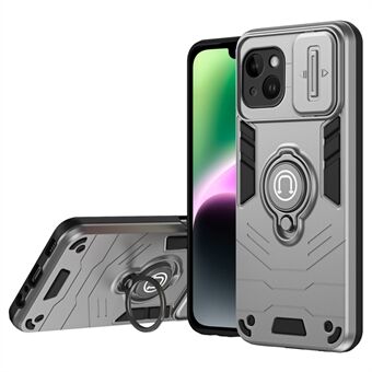 För iPhone 14 Fodral PC+TPU Stöttåligt Telefonfodral med Ringstativ