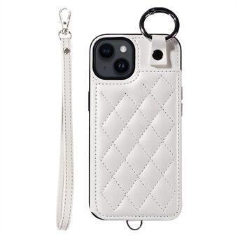 <sv>Kortväska 009 för iPhone 14 fodral Läder+TPU Rhombus Telefonskal med ringhållare</sv>