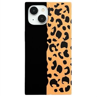 För iPhone 14 Fodral Leopardmönster Fyrkantig Form Matt TPU Stöttåligt Telefonskydd