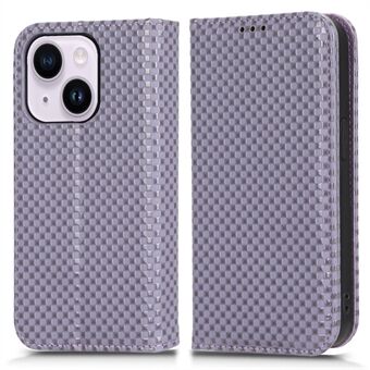 För iPhone 14 Skyddsfodral Magnetiskt Stand plånbokstelefonfodral Grid Texture PU-läderfodral