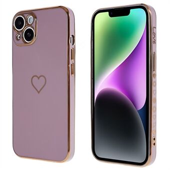 För iPhone 14 telefonfodral hjärtmönster 6D galvanisering TPU skyddande telefonfodral