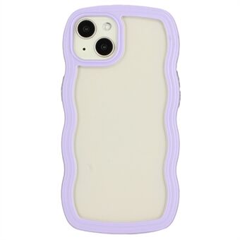 För iPhone 14 Wave Edge Color Frame Transparent Back Cover PC + TPU Telefon Skyddsfodral