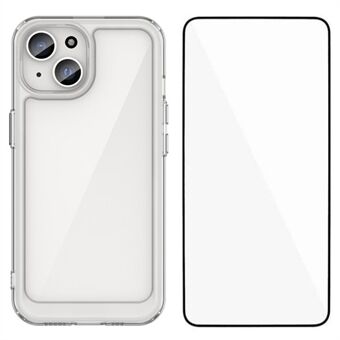 WANLONFENG MF-serien för iPhone 14-fodral TPU+akryl klart telefonfodral med härdat glasfilm