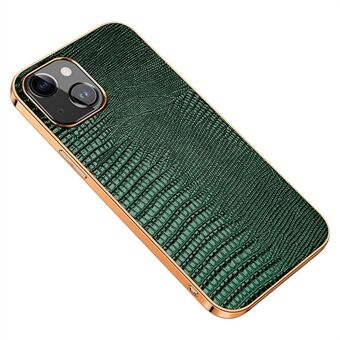 Stötsäkert fodral för iPhone 14 Lizard Texture Anti- Scratch Telefonfodral Äkta läderbelagd galvanisering TPU bakstycke