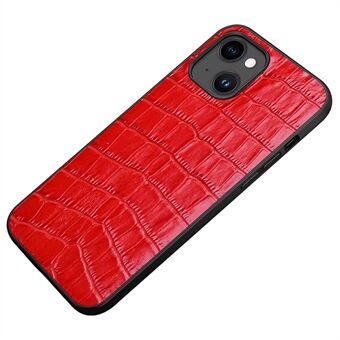 Fallskyddsfodral för iPhone 14 Gummerat telefonfodral TPU + Stötsäkert fodral i äkta läder med krokodilstruktur