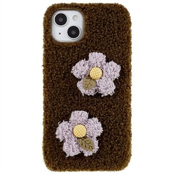 För iPhone 14 Flower Decor Fluffy Soft TPU telefonfodral Varmt skyddande bakstycke