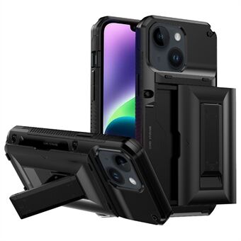 Mjuk TPU + hård PC Kickstand telefonfodral för iPhone 14, halkfri sidokorthållare Skyddsfodral