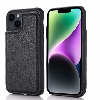 För iPhone 14 kortplatser Design PU-läderbelagd flexibel TPU-telefonfodral Kickstandsskydd