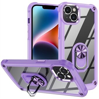 För iPhone 14 Ring Kickstand Smartphone Skyddsfodral PC + TPU Stötsäkert Anti-fall bakstycke