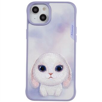 NIMMY Big Eyes Pet Series för iPhone 14 Broderi Tecknad Djurtelefonfodral PU Läderbelagd PC + TPU Stötsäkert skydd Bakstycke