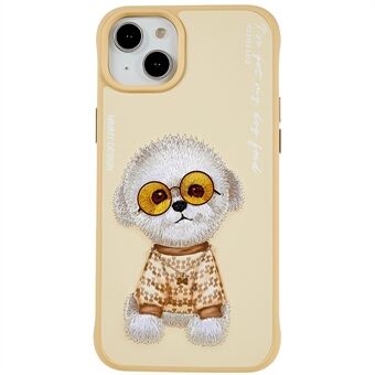 NIMMY Glasögon Pet Series för iPhone 14 Broderi Telefonfodral PU Läder + PC + TPU Anti-dropp bakstycke