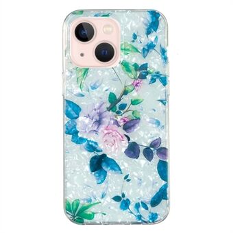 Stötsäkert fodral för iPhone 14 TPU telefonfodral IMD Marble Flower Shell Pattern Slim Phone Cover