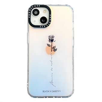 För iPhone 14 Bakstycke Rosé Blommönster Dubbelsidigt laminerat TPU+PC-telefonfodral