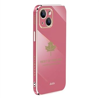 6D galvaniseringsfodral för iPhone 14 Maple Leaf Mönster Straight Edge TPU-telefonfodral